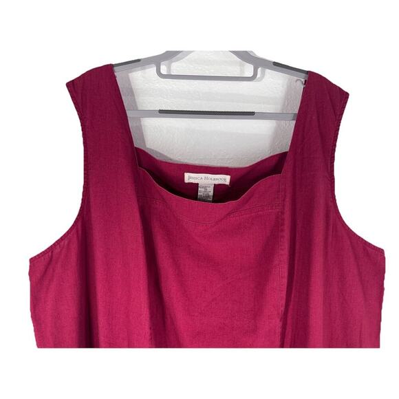 Vtg 90s Jessica Holbrook Linen Blend Jumper Maxi Dress 3X Lagenlook Teacher NWOT - Picture 2 of 9